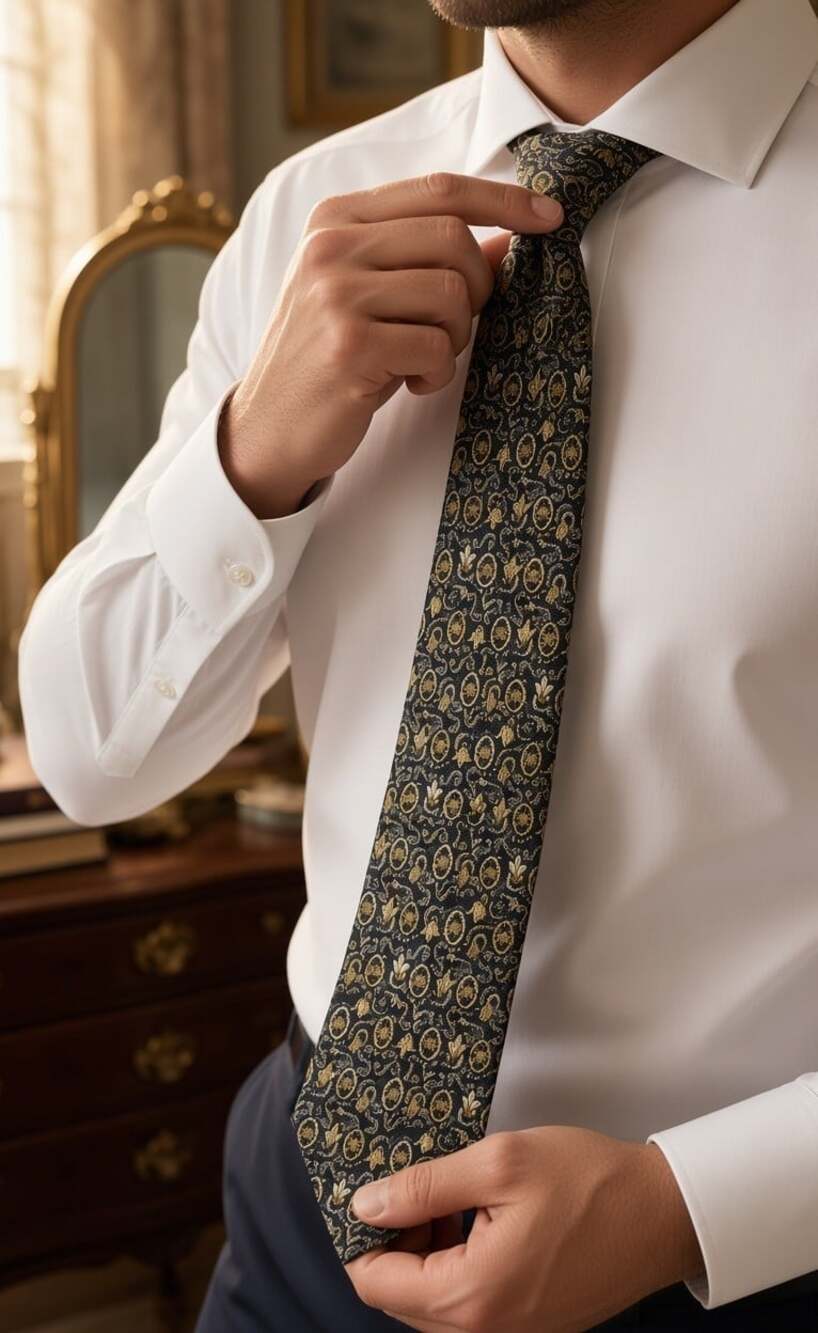 Robert Talbott Best of Class Silk Tie Navy Gold Floral Medallion Nordstrom USA